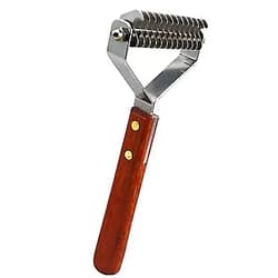 LysiMuus Coat King Dematting Undercoat Grooming Rake Stripper Tool for Dogs and Cats, Stainless Steel with Wooden Handle, 1PC Style 2