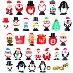 Jerify 60 Pcs Christmas Wind up Toys Stocking Stuffers Small Assorted Christmas Party Favors Tiny Toys Gifts for Adults Goodie Bag Filler