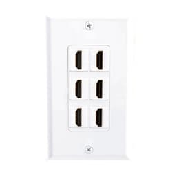 TENINYU HDMI Wall Plate 6 Port, HDMI Socket Plug Insert Jack Outlet Panel Mount Support 4K 60Hz HDR 1080P 3D Ethernet Built in High Speed Cable Extension Coupler for Projector & Home Theater (6 Port)