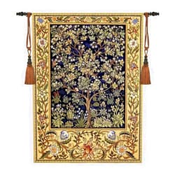Aubelin Tapestry Medium Blue William Morris Tree of Life Fine Art Tapestry Wall Hanging Size 47