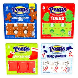 Peeps Christmas Marshmallow Variety Pack of 4-6 Count - Trees, Gingerbread, Snowmen, and Stockings - Delicious Fun for the Whole Family