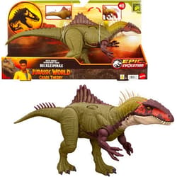 Mattel Jurassic World Chaos Theory Battle Roarin’ Becklespinax Dinosaur Action Figure Toy, Rampage Head Strike, Chomp, Roars & Snarls, Extending Spikes