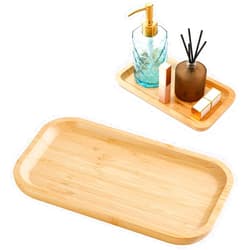 Gttyowyin Bamboo soap Dispenser Tray, Bathroom Countertop Tray Kitchen Tray Bamboo Tray Sink Tray Dresser Jewelry Ring Dish, Dish Soap Dispenser, Candle Perfume Soap Shampoo Home Decor