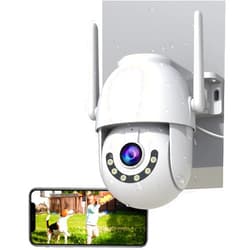 JOOAN 2K WiFi Outdoor Security Camera 360° PTZ Cameras Home Security Plug-in Surveillance IP Camera Yard Garage IP66 Waterproof 2 Way Audio Motion Detection Color Night SD Cloud Storage Only 2.4G