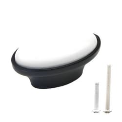 Pxyelec Pack of 6 Black White Ceramics Oval Cabinet Knob Hardware Kitchen Drawer Pull Wardrobe Cupboard Handles Furniture Decoration 0.63inch(16mm) Hole Centers
