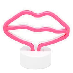 Hyuduo Lip Shaped LED Neon Signs Light, PVC Plastic Pink Lip‑Shaped Neon Lamp with Stand USB Powered for Baby Room Party Home Decor,Desk lamp