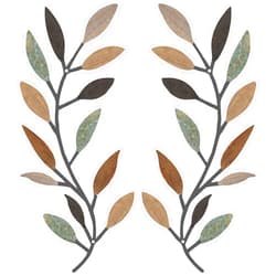 Zhengmy 2 Pieces Metal Tree Leaf Wall Decor Vine Olive Branch Leaf Wall Art Living Room, Hallway Wall Decor Outdoor Decoration(Classic Color)