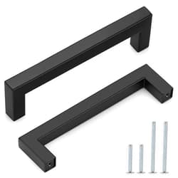 Probrico (30 Pack Black Cabinet Pulls Square Kitchen Cabinet Hardware 5 Inch(128mm) Hole Center Modern Drawer Handles Stainless Steel Matte Black Drawer Pulls for Cupboard