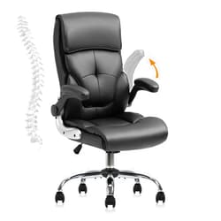 YAMASORO Executive Office Chair Ergonomic Chair with Lumbar Support,PU Leather Home Office Desk Chairs High Back,Comfortable Computer Chairs for Adults,Black