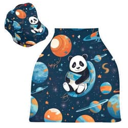 Kigai Cute Panda Baby Car Seat Covers for Newborn, Breathable Nursing Cover for Breastfeeding Moms, Baby Stroller/Shopping Cart/Stretchy Carseat Cover for Boy & Girl