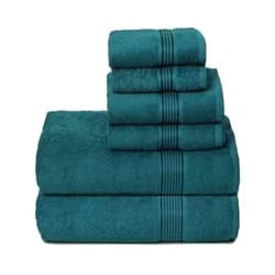 Elvana Home Ultra Soft 6 Pack Cotton Towel Set, Contains 2 Bath Towels 28x55 inch, 2 Hand Towels 16x24 inch & 2 Wash Coths 12x12 inch, Ideal Everyday use, Compact & Lightweight - Teal
