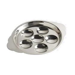 Soro Essentials- 6 Compartment Holes Stainless Steel Escargot Plate- Snail Plate Escargot Serving Dish Oyster Serving Dish Seafood Plate for Home Kitchen Restaurant Hotel