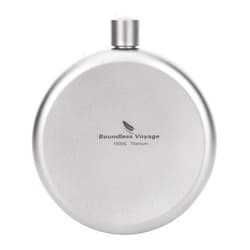 iBasingo Camping Titanium 5.27oz Hip Flask Portable Round Wine Bottle With Funnel Whiskey Alcohol Drinkware Accessories Gift for Men & Women A-Ti3065D