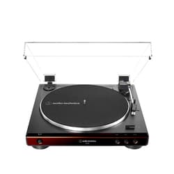 Audio-Technica at-LP60X-BW Fully Automatic Belt-Drive Stereo Turntable, Brown/Black, Hi-Fidelity, Plays 33 -1/3 and 45 RPM Vinyl Records, Dust Cover, Anti-Resonance, Die-Cast (Renewed)