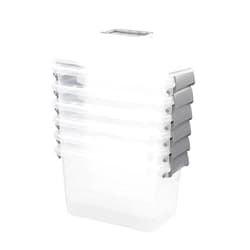 Saedy 5 Quart Latching Box, Great Funtionality Plastic Storage Bin with Lid (6 Packs)