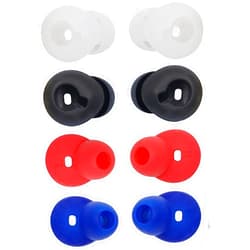 BLUEWALL Earpads SM-R130 Eartips Ear Gel for Samsung Gear Circle SM-R130 Earphones,BLUEWALL Ear Cover for Samsung Gear Circle Headphones, Durable Soft Gel Design,4 Pair, Black/White/Blue/Red