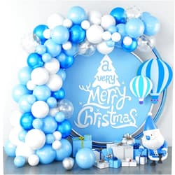 FEYG Frozen Balloon Garland Arch Kit, 100Pcs Blue Snowflake Balloon Garland Kit for Girls Birthday Party, Snowflake Decorations, Frozen Party Decorations, Frozen Balloons, Frozen Baby Shower, Winter Wonderland, Christmas Party