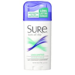 Sure Invisible Solid Anti-Perspirant and Deodorant, Unscented, 2.7 Ounces (Pack of 12)