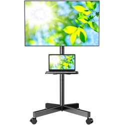 PERLESMITH Mobile TV Stand for 23-60 Inch LCD LED Flat/Curved Panel Screen TVs, Tilt TV Cart Holds up to 88Lbs Portable Stand with Laptop Shelf Rolling Floor Max VESA 400x400mm (PSTVMC06)