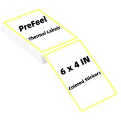 PreFeel Direct Thermal Labels, 4 x 6 Shipping Labels, Strong Adhesive Yellow Border Colored Labels, Mailing Postage Label, Packing Labels Stickers, Thermal Printer Paper Compatible, 100 Labels