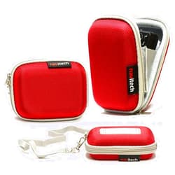 Navitech Red Water Resistant Hard Wireless Earphone Case Cover Compatible With FLAGPOWER Dual True Wireless Earbuds
