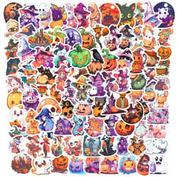 Insidemoon 100pcs Cartoon Cute Horror Stickers,Ghost Halloween Water Bottle Stickers,Waterproof Vinyl Cute Halloween Stickers for Laptop Phone Scrapbook,Halloween Stickers for Adults Teens