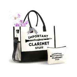 InnoBeta Clarinet Gifts for Women, Gifts for Clarinet Players, Clarinetist Canvas Tote Bag for Girls Mom Grandma, Bag with Top Zipper Closure and Shoulder Strap for Christmas, Birthday