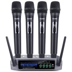 FULODE UR-408 4 Channel Professional Wireless Microphone System with Cordless 4 Handheld Mics, Ideal for Home Party Singing Karaoke Meeting Church Event TV Speaker