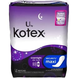 Kotex U by Kotex Maxi Pads, Overnight, Unscented 14 ea (Pack of 2)