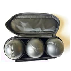 BuyBocceBalls Listing - Unique 3 Ball 73mm Metal Boules Set with 3 Black Balls