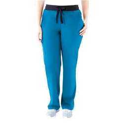 ave. Women's Varick Six Pocket Midrise Straight Leg Scrub Pant in Caribbean Blue, XL