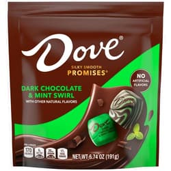 DOVE PROMISES Dark Chocolate Mint Swirl Candy 7.61-Ounce Bag (Pack of 8)
