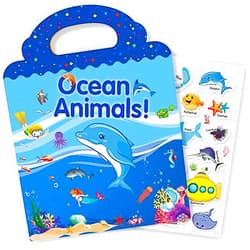RUSON Reusable Sticker Book for Kids, Ocean Stickers Educational Learning Toys Travel Stickers Activity Books for Toddler Girls Boys Age 3+ Birthday Gifts