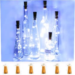 LoveNite Wine Bottle Lights with Cork, 6 Pack Battery Operated 15 LED Cork Shape Silver Wire Colorful Fairy Mini String Lights for DIY, Party, Decor, Christmas, Halloween,Wedding (Cool White)