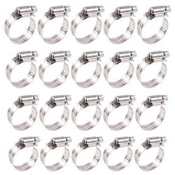 Glarks 20Pcs 304 Stainless Steel Adjustable 18-32MM Range Worm Gear Hose Clamps Assortment Kit, Fuel Line Clamp for Water Pipe, Plumbing, Automotive and Mechanical Application (18-32MM)