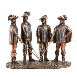 Veronese Design 7 7/8 Inch The Musketeers and D'artagnan All for One One for All Cold Cast Resin Bronze Finished Statue