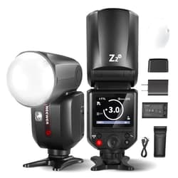 NEEWER Z2-N 2.4G TTL Round Head Flash Speedlite for Nikon, 76Ws Speedlight with Dome Diffuser, Upgraded UI, TTL/M TCM Toggle Key, 2 Modeling Lamps 1/8000s HSS 7.4V/2600mAh Battery 480 Full Power Flash