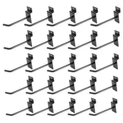 ZOEYES 32 PCS 4 inch Slatwall Hooks, Metal Display Panel Hooks, Heavy Duty Slat Board Hooks for Panel, Commercial Grade Slatwall Deluxe Hooks for Garage Shop Retail Display, Black