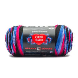 Red Heart All in One Granny Square-Black - Hyper Violet