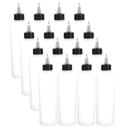 Bekith 16 Pack 8oz Plastic Squeeze Bottles with Twist Top Caps, Empty Boston Dispensing Bottles for Cookie Decorating, Sauces, Condiments, Arts and Crafts