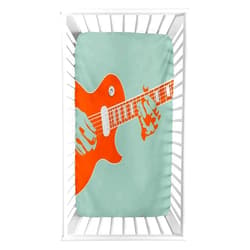 Lyzelre Guitar Fitted Crib Sheet,Creative Musician Playing Jamming Instrument Acoustic Performing Vintage Microfiber Silky Soft Toddler Mattress Sheet Fitted,28
