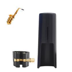OriGlam Woodwinds Soprano Saxophone Mouthpiece Cap, Leather Ligature Fastener with Plastic Mouthpiece Cap for Sax Saxophone (Soprano)