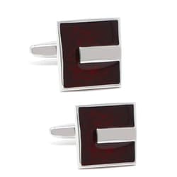 MENDEPOT Classic Translucent Burgundy Epoxy Cufflinks In Box