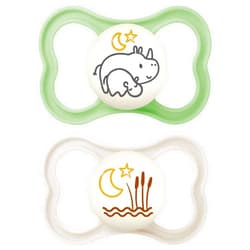 MAM Air Night Pacifiers , MAM Sensitive Skin Pacifier 6+ Months, Glow in the Dark Pacifier, Best Pacifier for Breastfed Babies, Unisex Baby Pacifiers, 2 Count (Pack of 1), Designs May Vary