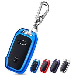 QBUC for KIA Key Fob Cover Case with Keychain for 2019 2020 2021 2022 Kia Ceed Cerato Forte etc (1 OR NO BUTTON ON FRONT SURFACE ONLY) (Blue)