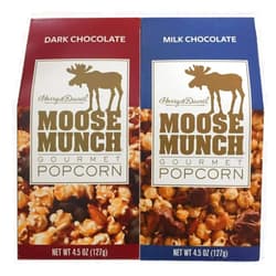 Harry & David Moose Munch Gourmet Popcorn: Dark Chocolate & Milk Chocolate, 4.5 Ounce (Pack of 2)