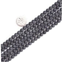 JOE FOREMAN Black Tourmaline Spacer Gemstone Beads 6mm Frost Matte Round for Jewelry Making Strand 15