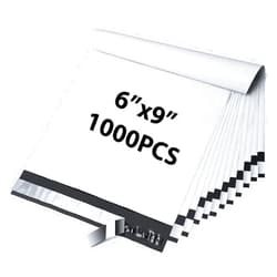 Elosh White Poly Mailers Shipping Envelopes, 6x9 inches, 2.5mil Thickness, Waterproof, Self-Sealing, Multipurpose, Enhanced Durability (1000)
