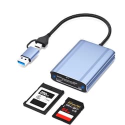 Zaievo CFexpress Type B and SD Card Reader, USB-C 3.2 Gen 2 10Gbps Transfer Speed, USB-C&USB-A 2-in-1 CFExpress Type B Reader Adapter Aluminum Alloy Compatible with Windows/Mac/Linux/Android