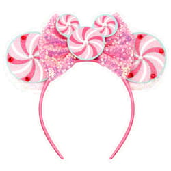 LIFETOOLS-LT Pink Ears Headbands With Sparkling Decoration, Swirl Lollipop & Sequins & Pearls & Diamonds, for Girls Women Disneyland Christmas Cosplay Glitter Party Costume Crown; TG1F
